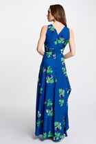 Robe longue droite imprimée multicolore femme