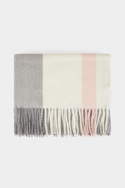 Checked scarf mid-grey ladies'