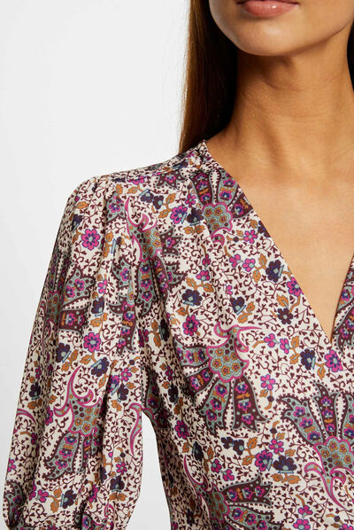 3/4-length sleeved t-shirt vegetal print multico ladies'