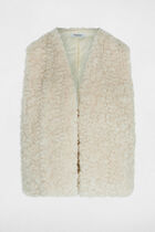 Faux fur gilet ivory women
