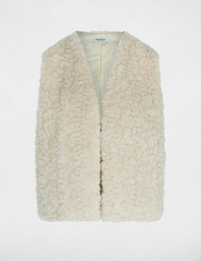 Faux fur gilet ivory women