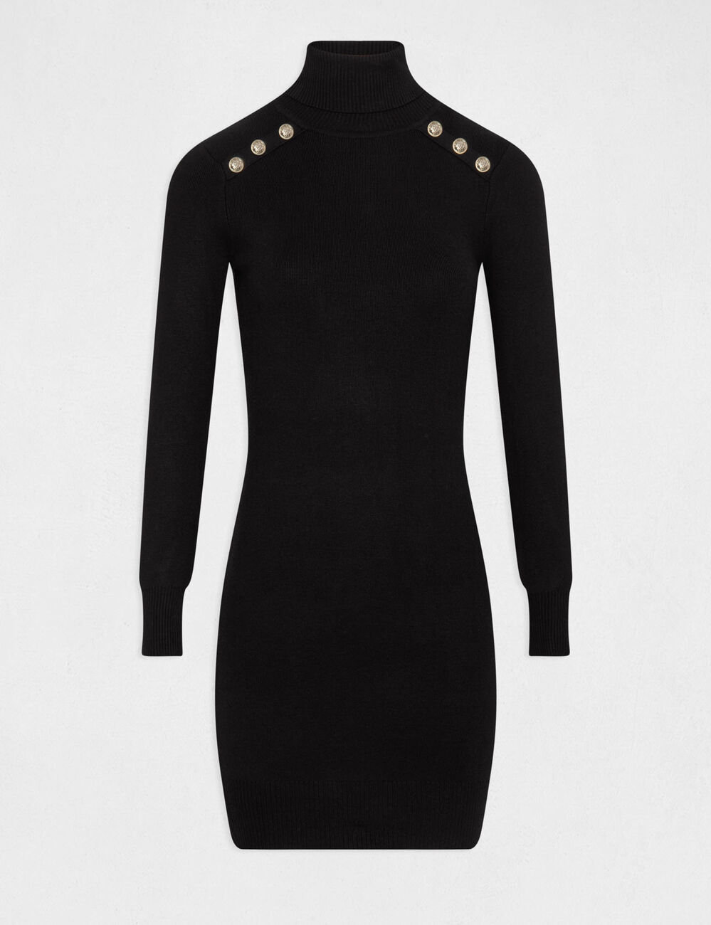 Fitted jumper dress with turtleneck black women