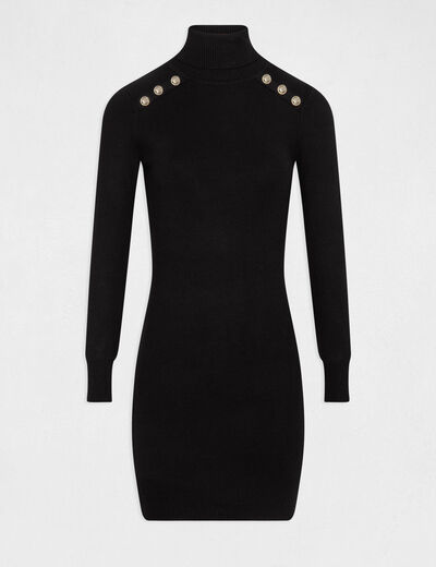 Fitted jumper dress with turtleneck black women