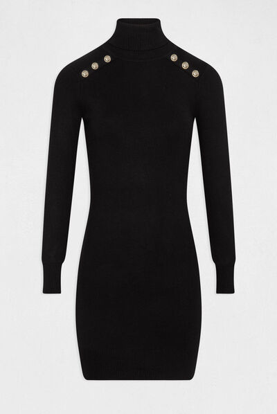 Fitted jumper dress with turtleneck black ladies'