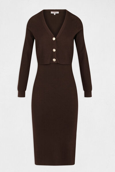 Fitted jumper dress with 2 en 1 effect  ladies'