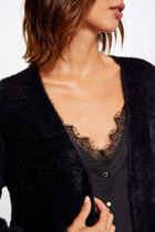 Long cardigan with fluffy knit black women