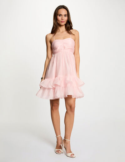 Short tulle dress pastel pink women