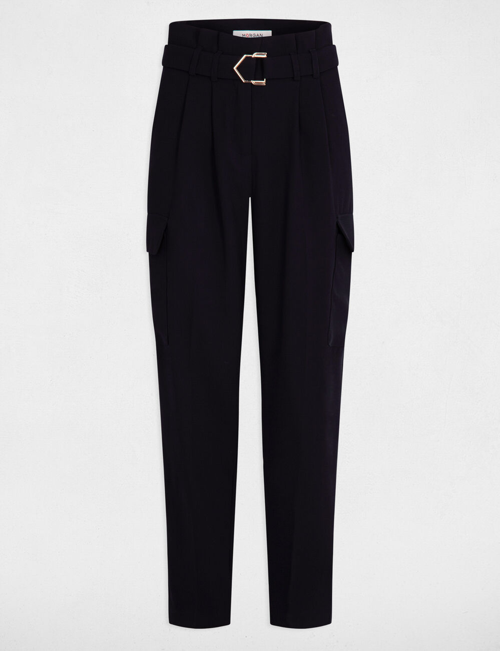 Belted peg trousers navy women