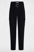 Belted peg trousers navy women