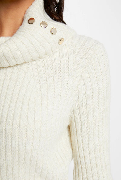 Long-sleeved jumper with turtleneck ecru ladies'