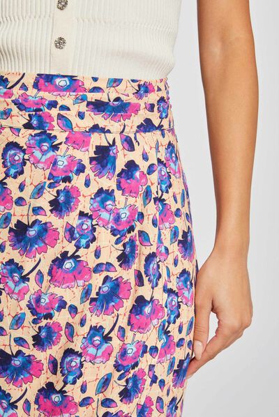 Straight skirt with floral print multico ladies'