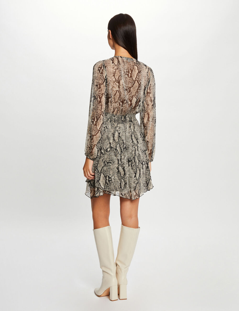 A-line dress with snake print multicolor women