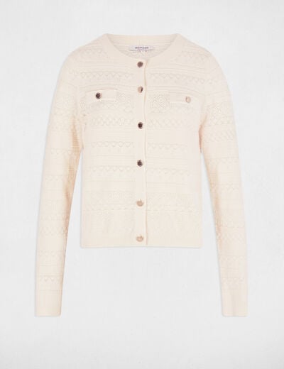 Cardigan round neck ivory women