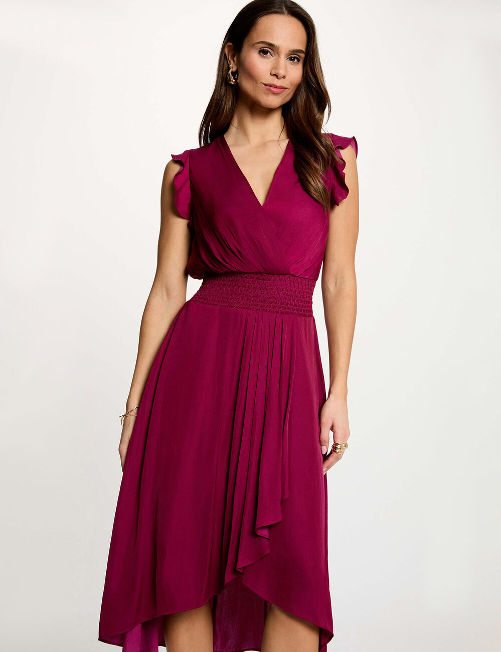 Sleeveless loose straight dress plum women