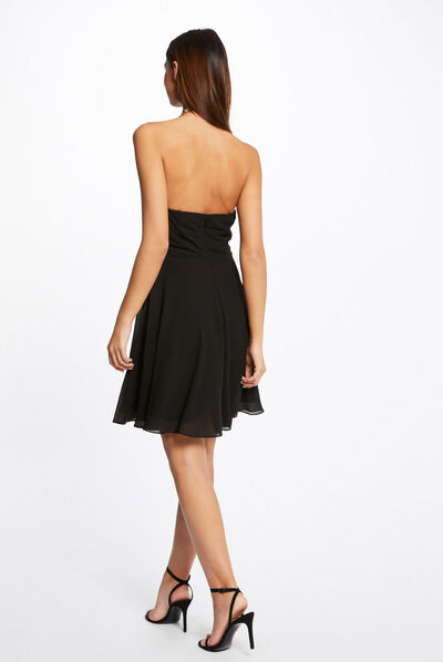 A-line dress with bustier neckline black ladies'