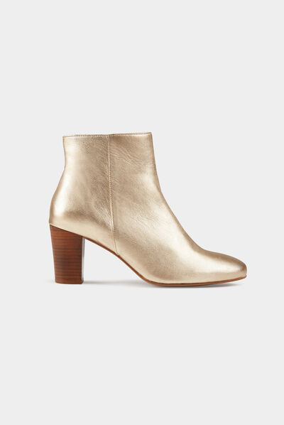 Leather metallised boots gold ladies'