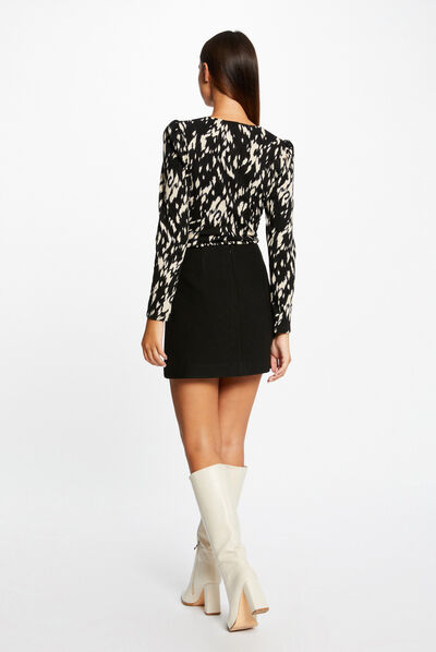 T-shirt square neck and abstract print multico ladies'