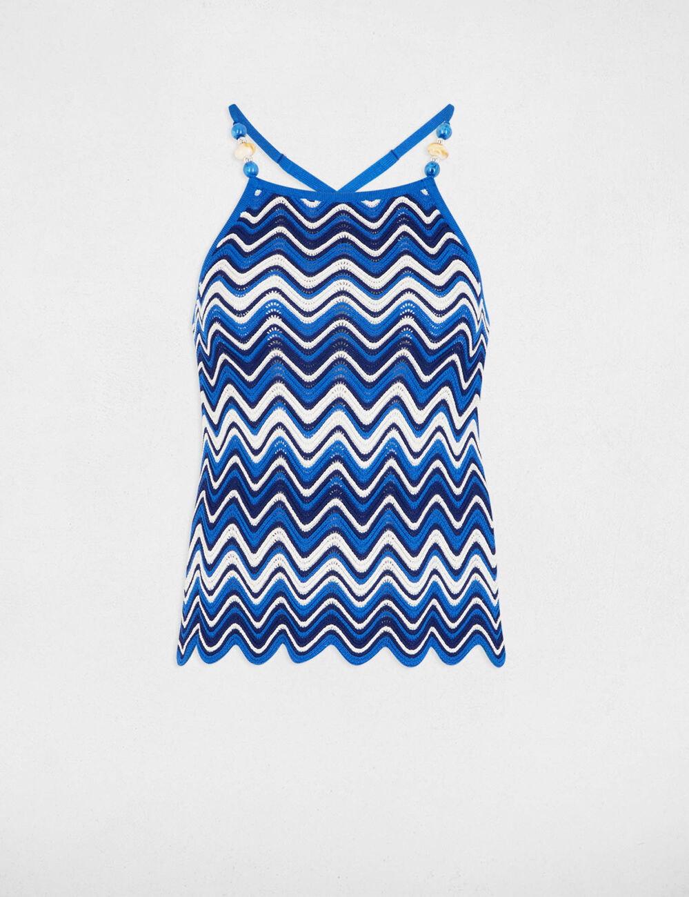 Printed knitted top electric blue women