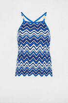 Printed knitted top electric blue women