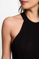 Robe tricot courte ajustée noir femme