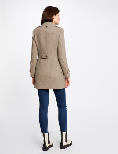 Straight buttoned coat taupe ladies'