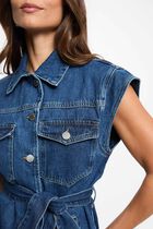 Sleeveless denim jacket raw denim women