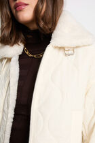 Fitted short puffer jacket ivory women