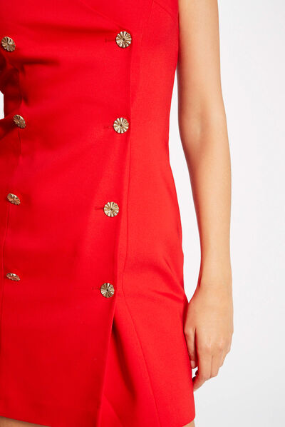 Sleeveless wrap dress red ladies'