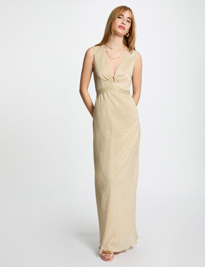 Maxi straight dress gold yellow women