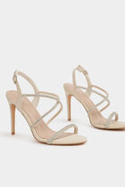 Sandals with rhinestones ivory women