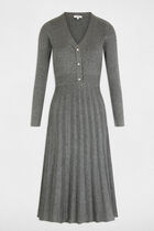 Fitted midi knitted dress anthracite grey women