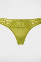 Low-rise lace thong green women