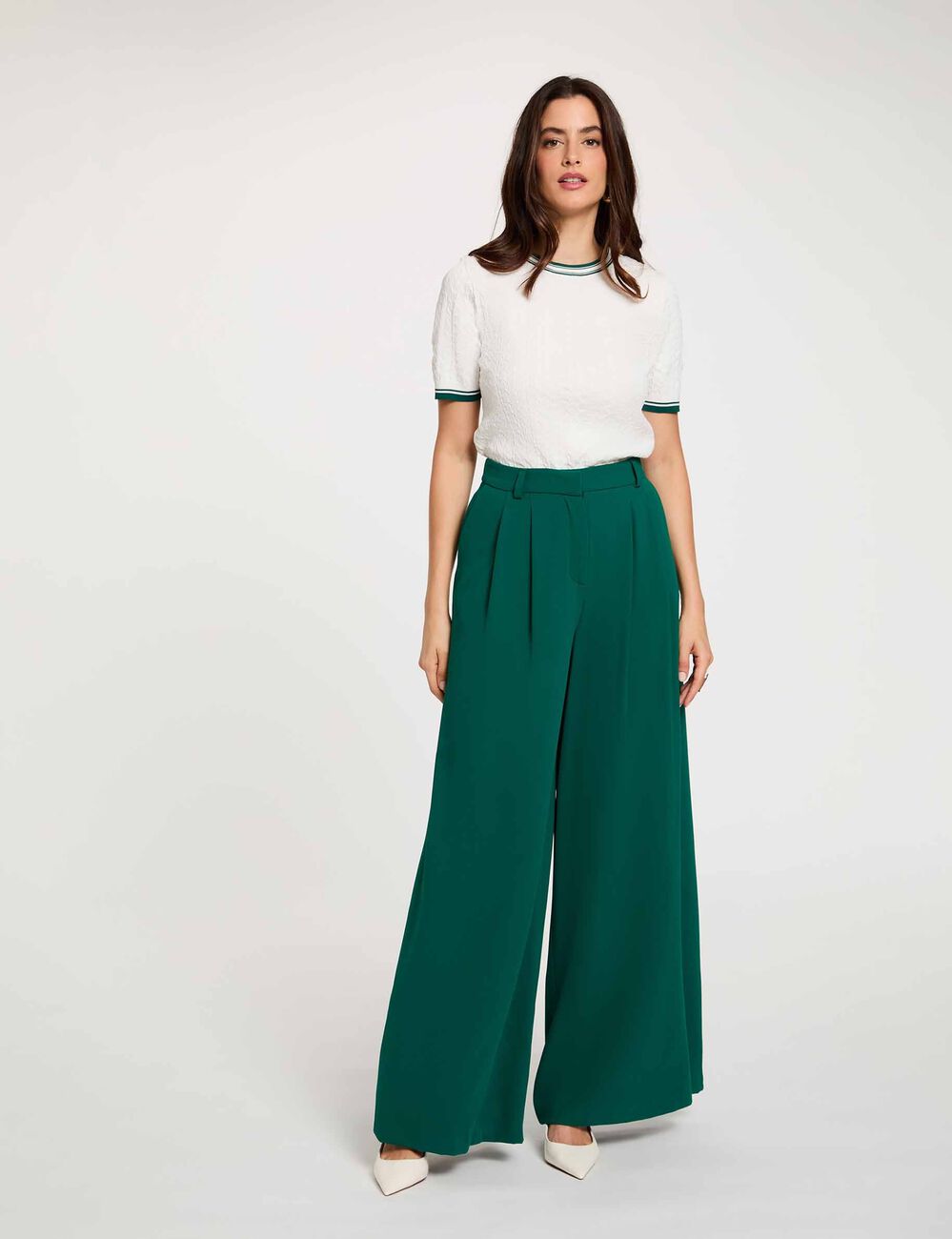 Lightweight short-sleeve sweater green women