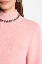 Pull col montant rose femme