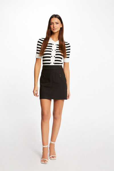 Straight skirt with buttons black ladies'