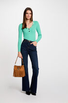 Long-sleeved jumper buttons fine knit mint green women
