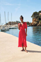 Maxi wrap dress dark orange women