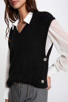 Pull sans manches noir femme