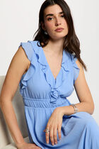 Long dress with V-neck lavender blue women