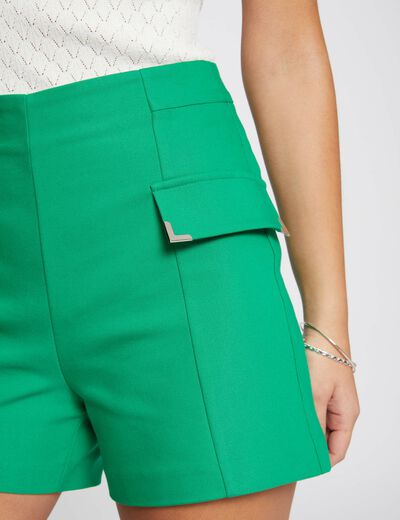 Fitted shorts with flaps green ladies'