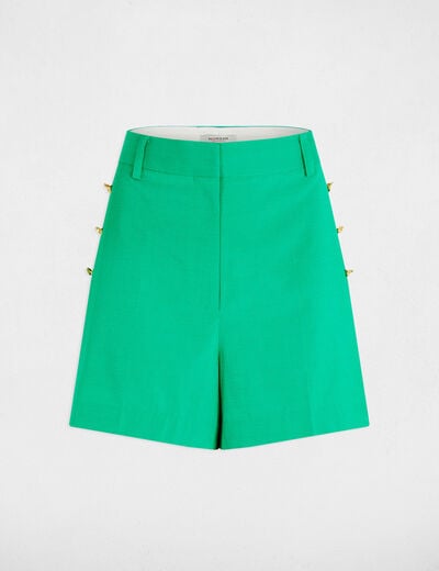 Loose shorts with buttons emerald green women