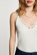 Fitted v-neck tank top white women