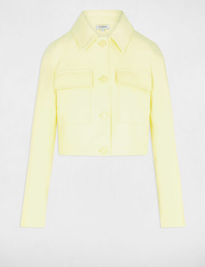Short buttoned jacket light yellow ladies'