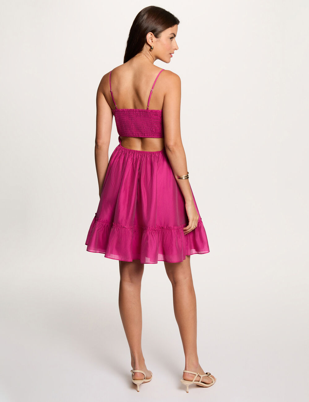 Short open-back dress raspberry pink women