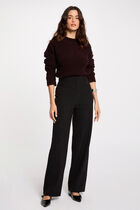 Pantalon droit à pinces noir femme