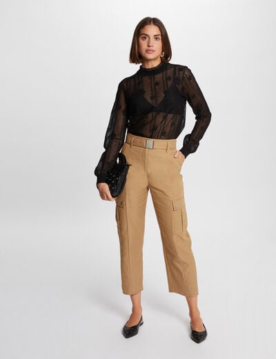 Cropped cargo trousers beige women