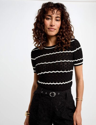 Stripped jumper short-sleeves black women
