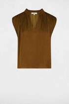 Satin short-sleeved blouse camel women