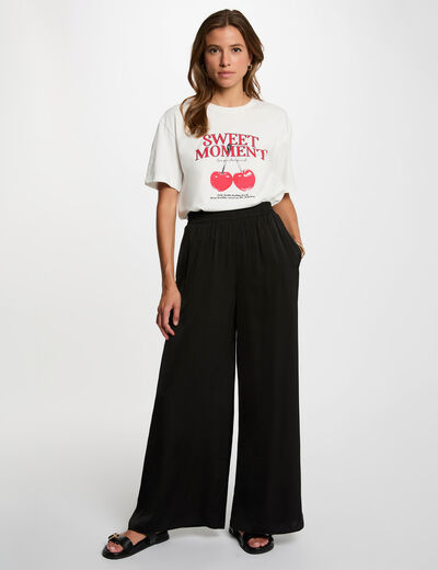 Flowy wide-leg trousers black women