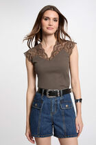 Short-sleeved t-shirt khaki green women